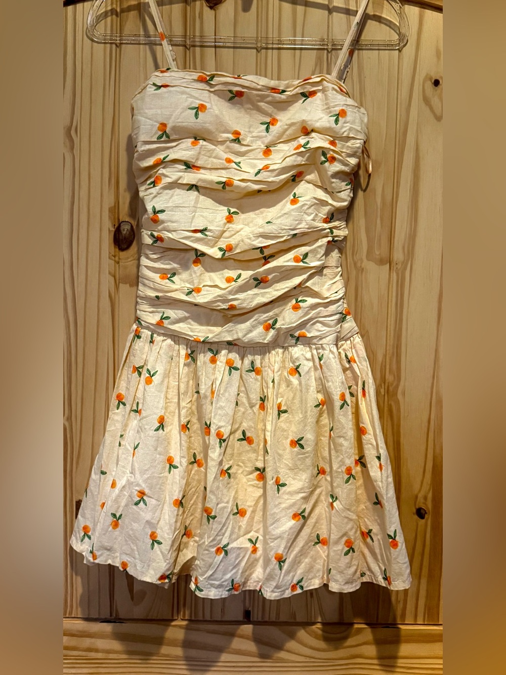 Japna Cream Mini Dress with Orange Fruit Print